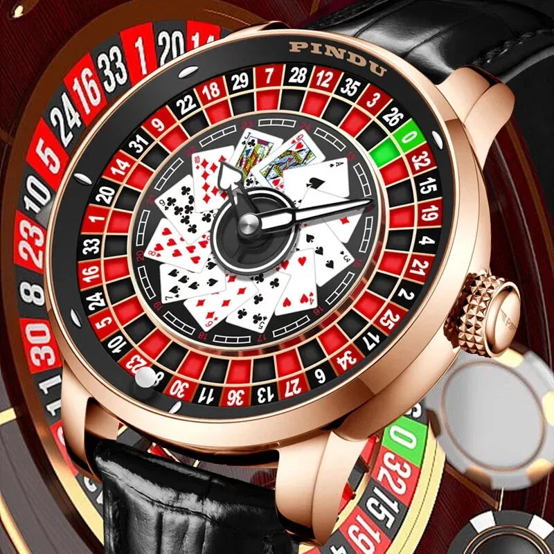Close-up of the PINDU P6626 poker and roulette dial beside casino chips