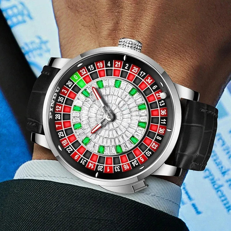 Best roulette watch buyer's guide — PINDU spinning dial automatic lifestyle shot