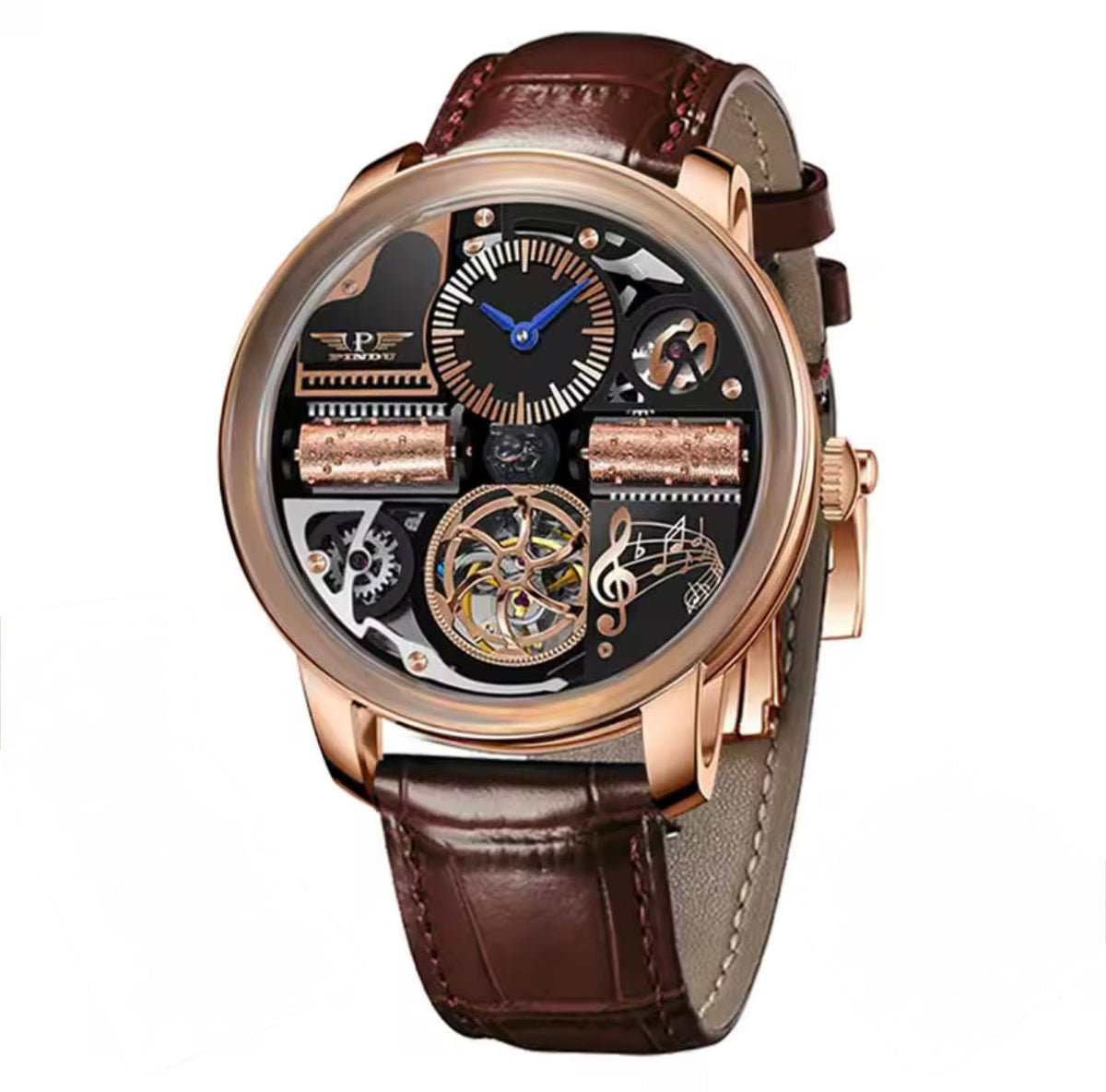 Best PINDU automatic watch — PINDU P6655 Godfather Classic Series Automatic Skeleton Men's Watch