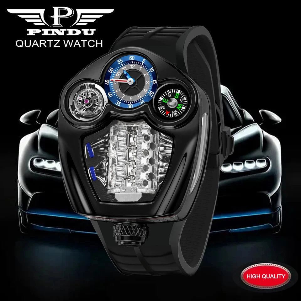 PINDU engine dial watch close-up lifestyle — engine dial watch design explained