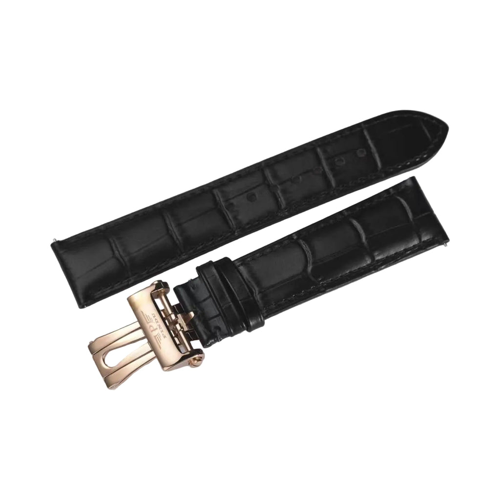PINDU genuine leather replacement watch strap black 22mm quick release croc pattern