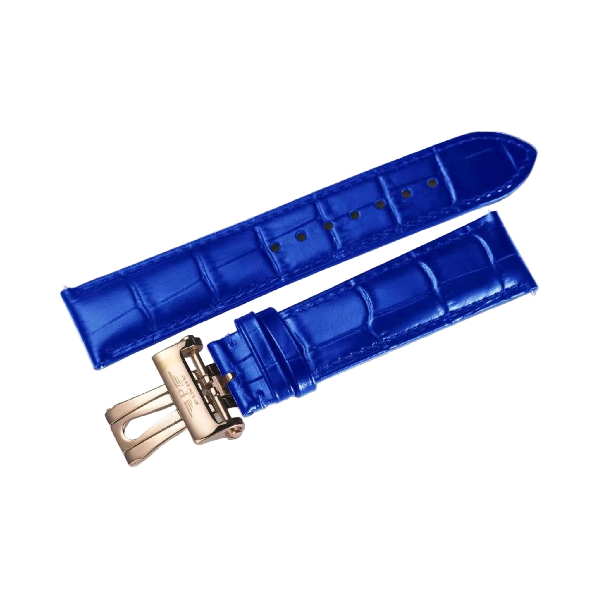 PINDU genuine leather replacement watch strap blue 22mm quick release croc pattern