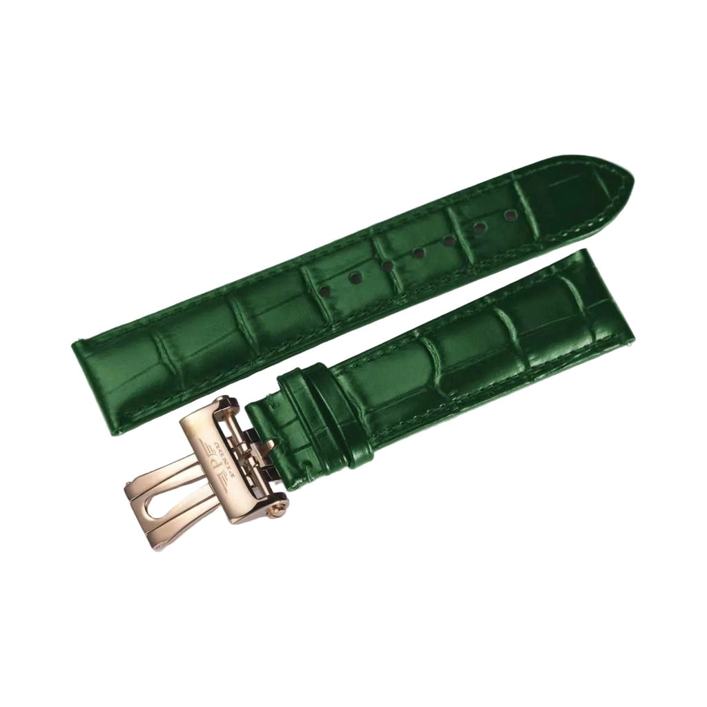 PINDU genuine leather replacement watch strap green 22mm quick release croc pattern