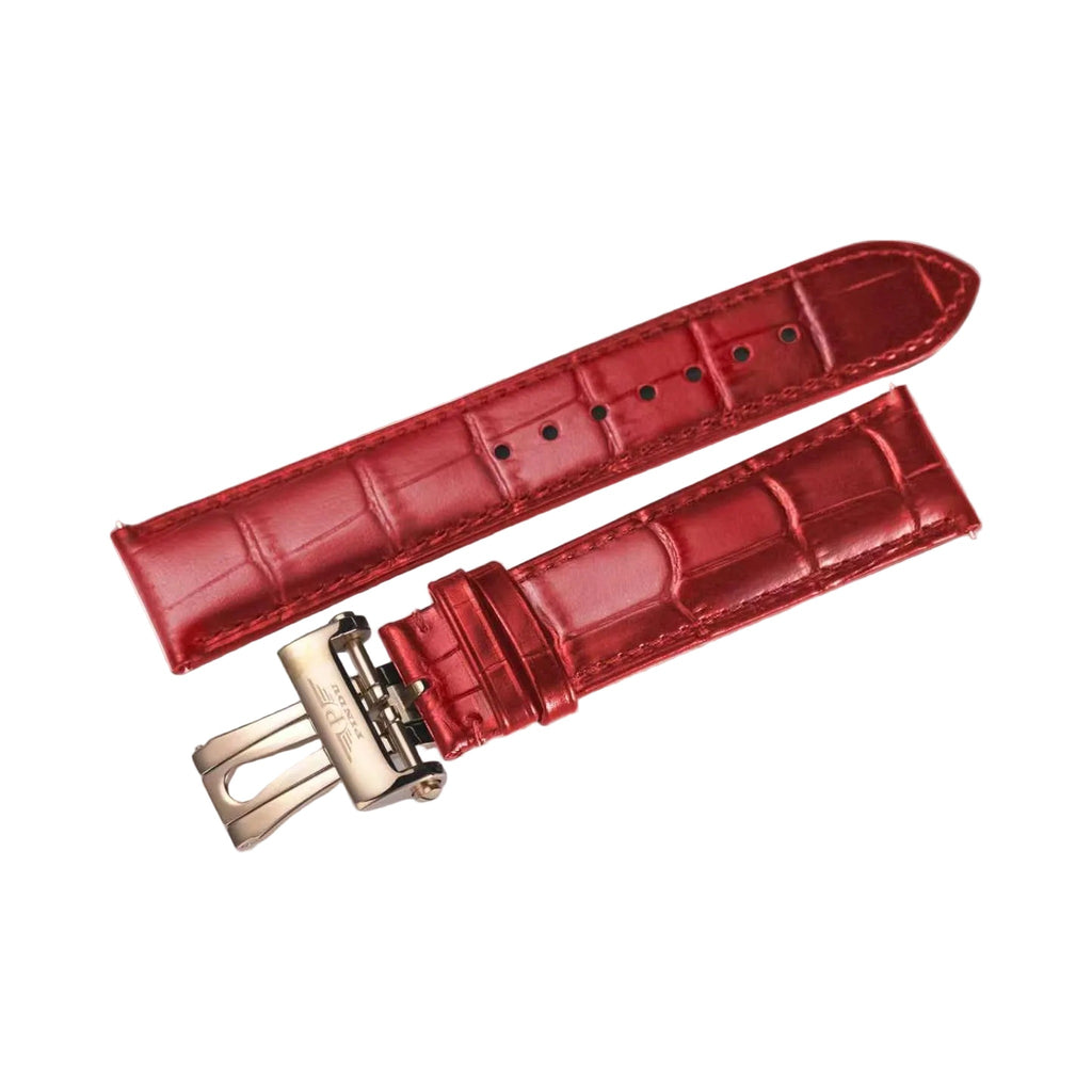 PINDU genuine leather replacement watch strap red 22mm quick release croc pattern