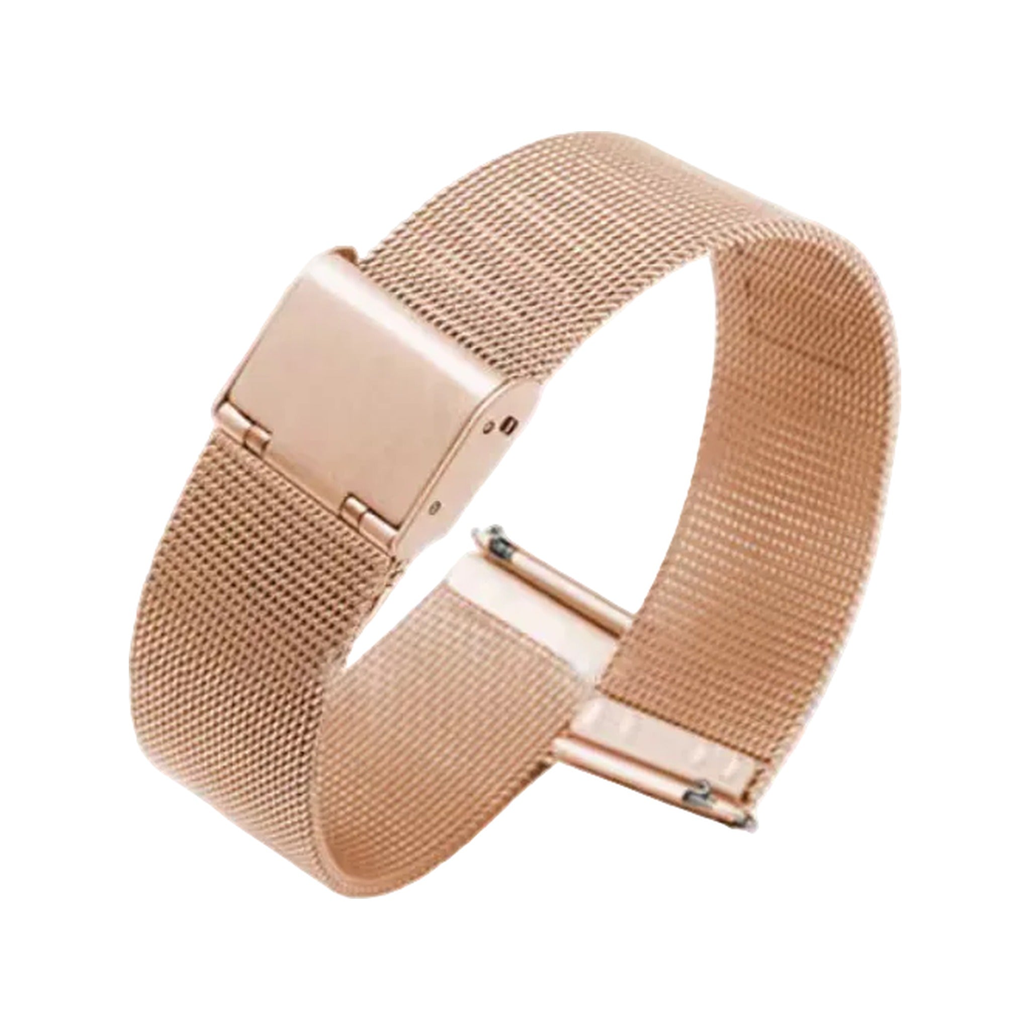 PINDU stainless steel milanese mesh replacement watch bracelet rose gold 22mm front view