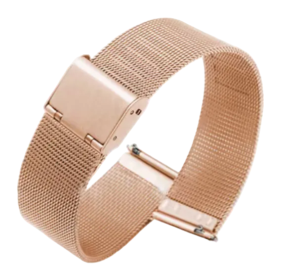 PINDU stainless steel milanese mesh replacement watch bracelet rose gold 22mm front view