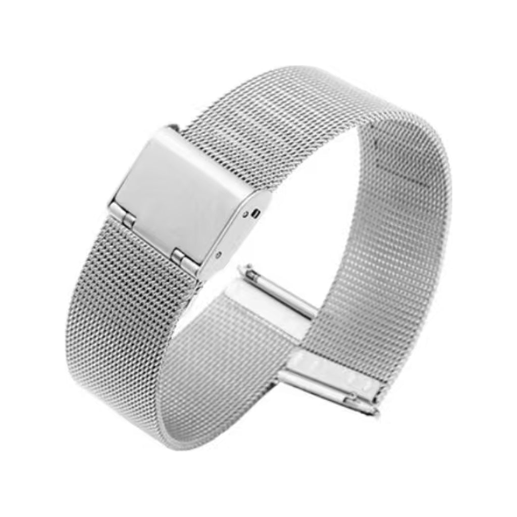PINDU stainless steel milanese mesh replacement watch bracelet silver 22mm front view