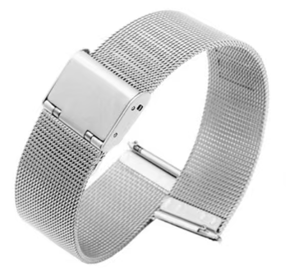 PINDU stainless steel milanese mesh replacement watch bracelet silver 22mm front view