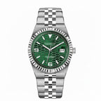 PINDU P1670 NH35 automatic honeycomb dial watch green dial steel jubilee bracelet front view