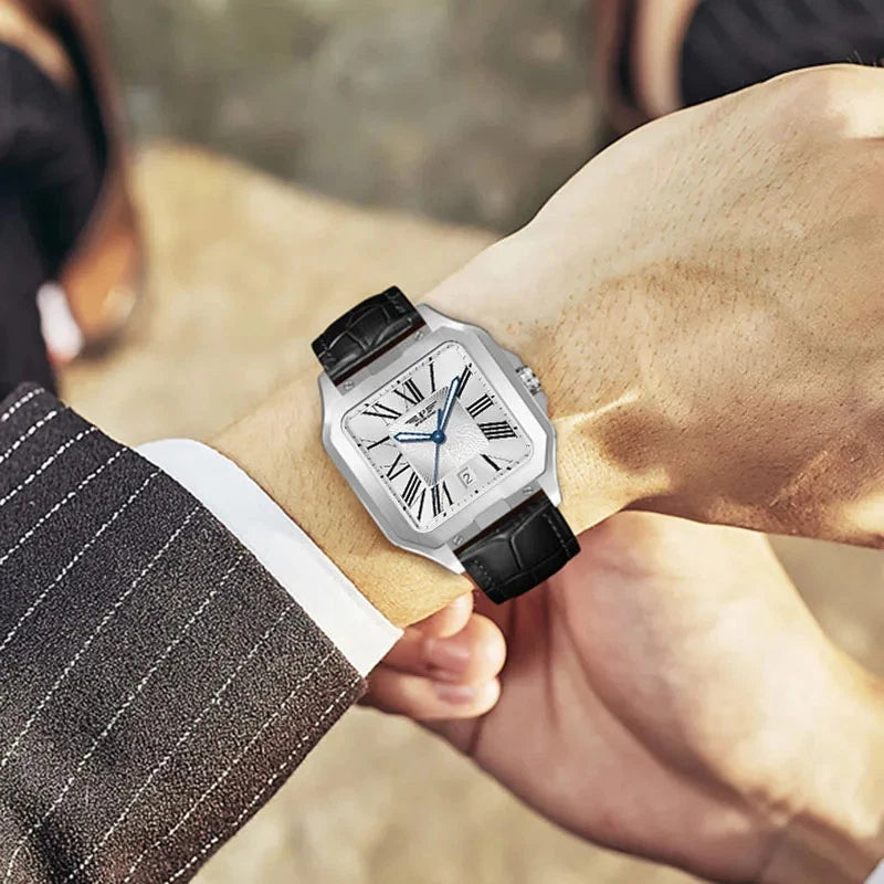 PINDU P6515 men's automatic square cushion watch on wrist dial variant casual formal attire