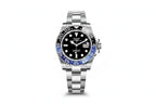 PINDU P6519 Water Ghost GMT automatic 40mm watch silver case two-tone bracelet black dial blue black Blueberry GMT bezel front view