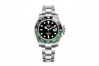 PINDU P6519 Water Ghost GMT automatic 40mm watch silver case two-tone bracelet black dial green black GMT bezel front view