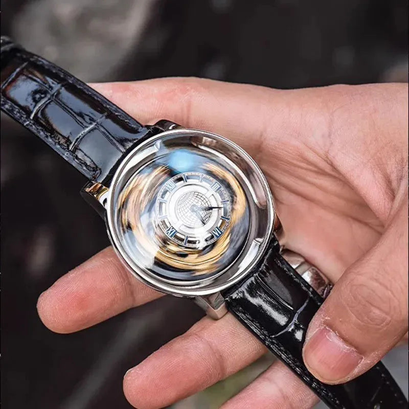 PINDU P6532 Tianlong Dragon Edition quartz watch on wrist casual wear silver case green leather strap golden dragon dial