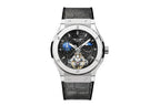 PINDU P6537 Mens Automatic Moonphase Watch silver case blue dial angle view