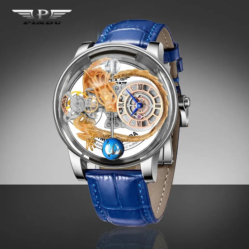 PINDU P6539 Earth 3D Dragon Celestial gold case wrist lifestyle view