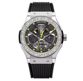 PINDU P6552 automatic skeleton watch barrel case rainbow colorful diamond bezel navy rubber strap skeleton dial front view