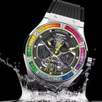 PINDU P6552 automatic skeleton watch luminous green lume glow dark background 5ATM waterproof feature