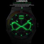 PINDU P6552 automatic skeleton watch specifications 44.5mm automatic movement four color variants comparison 5ATM waterproof