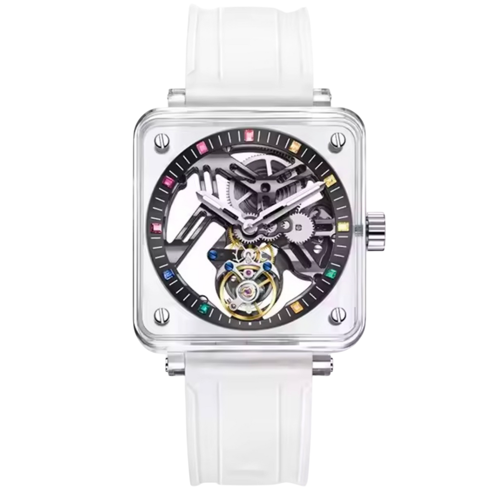 PINDU P6569 Automatic Tourbillon Movement gold case skeleton dial front view