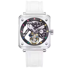 PINDU P6569 Automatic Tourbillon Movement gold case skeleton dial front view