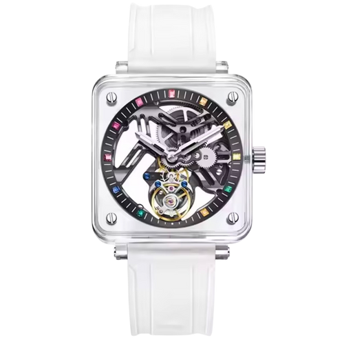 PINDU P6569 Automatic Tourbillon Movement gold case skeleton dial front view