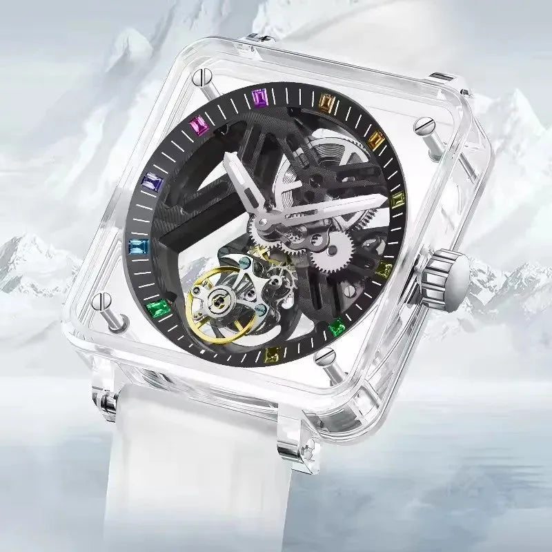 PINDU P6569 Automatic Tourbillon Movement gold case skeleton dial side view
