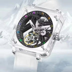 PINDU P6569 Automatic Tourbillon Movement gold case skeleton dial side view