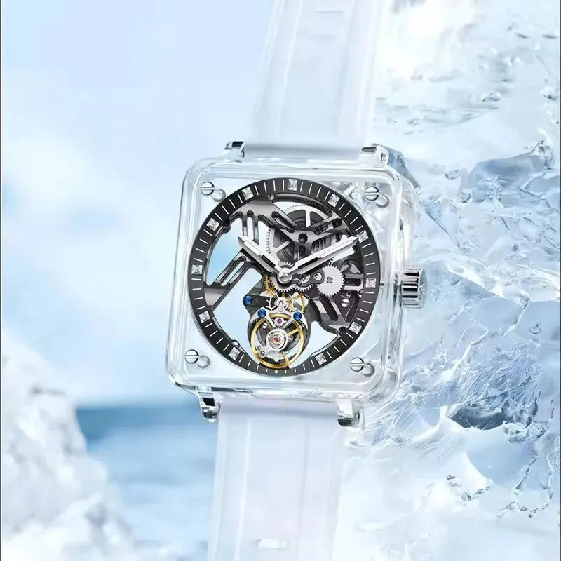 PINDU P6569 Sapphire Crystal Tourbillon Skeleton Automatic Men's