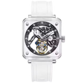 PINDU P6569 Automatic Tourbillon Movement silver case skeleton dial front view