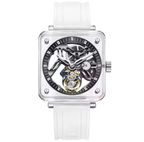 PINDU P6569 Automatic Tourbillon Movement silver case skeleton dial front view
