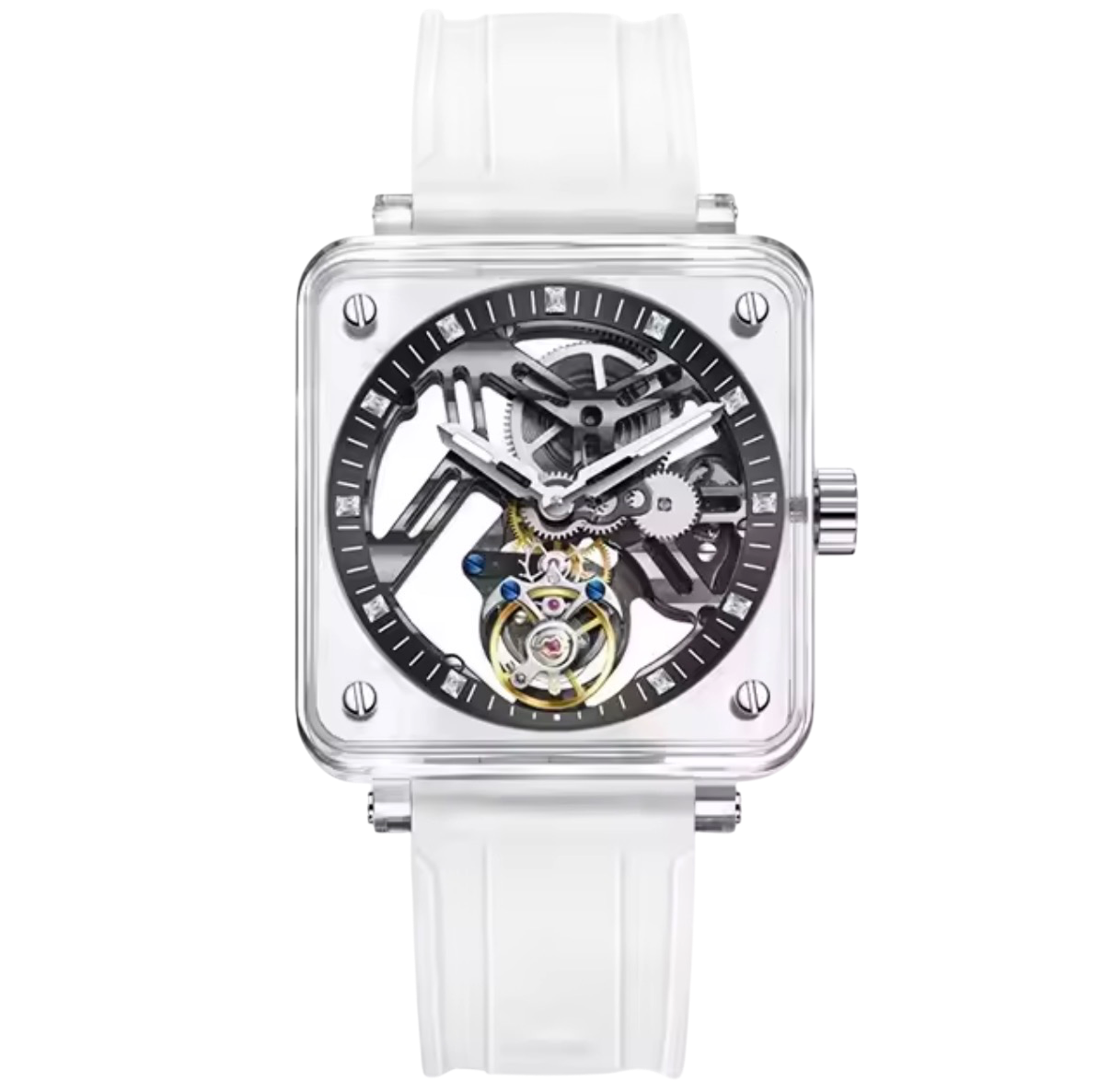 PINDU P6569 Sapphire Crystal Tourbillon Skeleton Automatic Men's