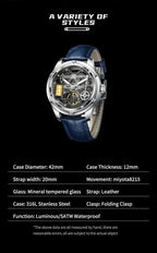 PINDU P6572 Oil Well Mens Automatic gold case blue dial angle view