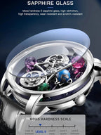 PINDU P6573 Starry Twelve Constellations sapphire glass dome close-up gemstone planet spheres mohs hardness 9 silver case