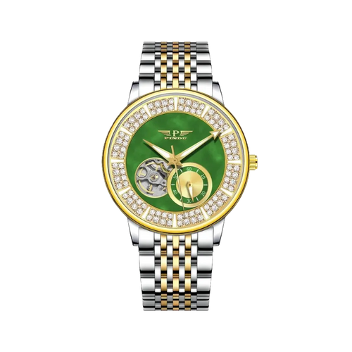 PINDU P6581 Tourbillon Classic Chronograph silver case white dial angle view