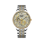 PINDU P6593 automatic tourbillon watch crystal diamond bezel champagne grey dial gold silver jubilee bracelet front view