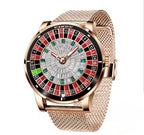 PINDU P6616 Las Vegas Roulette Table silver case black leather strap side view