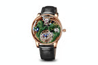 PINDU P6622 green dragon celestial watch rose gold case black leather strap