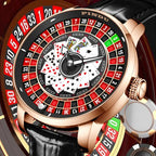 PINDU P6626 Poker Roulette Watch - NH35A Dial Close-Up Rose Gold Case Black Strap