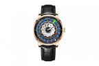 PINDU P6626 Poker Roulette Watch - NH35A Automatic Rose Gold Black Strap Blue Dial