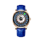 PINDU P6626 Poker Roulette Watch - NH35A Automatic Rose Gold Blue Leather Strap