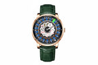 PINDU P6626 Poker Roulette Watch - NH35A Automatic Rose Gold Green Leather Strap Front