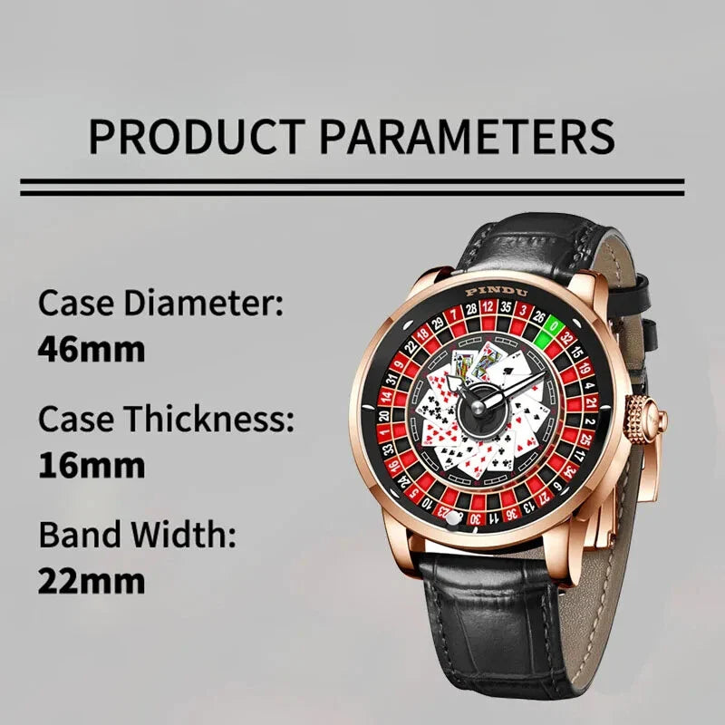 PINDU P6626 Poker Roulette Watch - Specifications 46mm Case NH35A Automatic