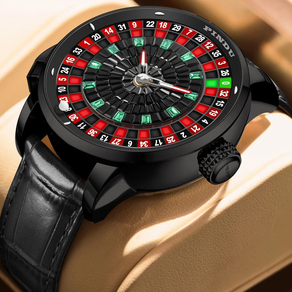 PINDU P6628 NH35A Casino Tourbillon Rotating Roulette watch on wrist lifestyle