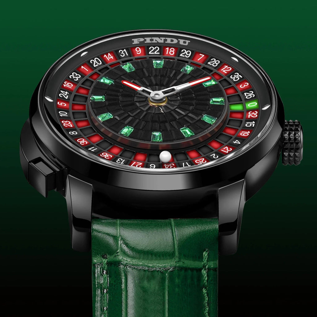 PINDU P6628 NH35A Casino Tourbillon Rotating Roulette watch side lifestyle shot