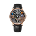 PINDU P6630 astronaut watch rose gold case black leather strap