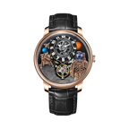 PINDU P6630 astronaut watch rose gold case black leather strap