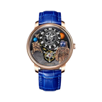 PINDU P6630 astronaut tourbillon watch rose gold case blue leather strap