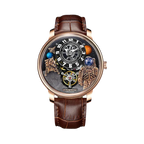 PINDU P6630 space watch rose gold case brown leather strap