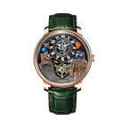 PINDU P6630 space watch rose gold case green leather strap