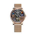 PINDU P6630 space watch rose gold case rose gold mesh bracelet